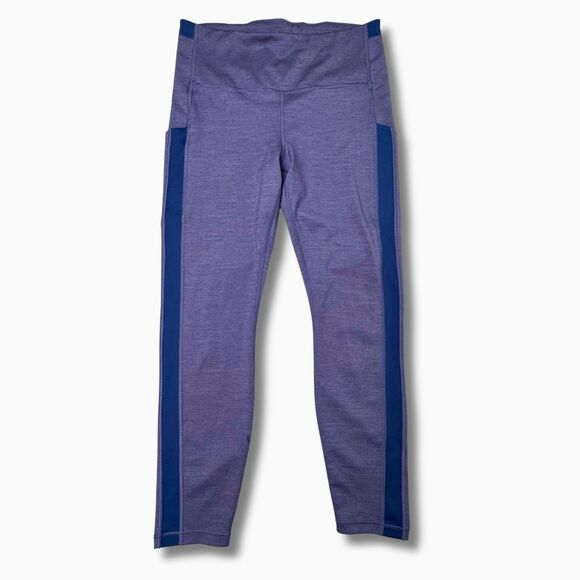 Athleta 7/8 Leggings M Medium Ultimate Stash Pocket Tight Heather Purple/Blue - Picture 1 of 9